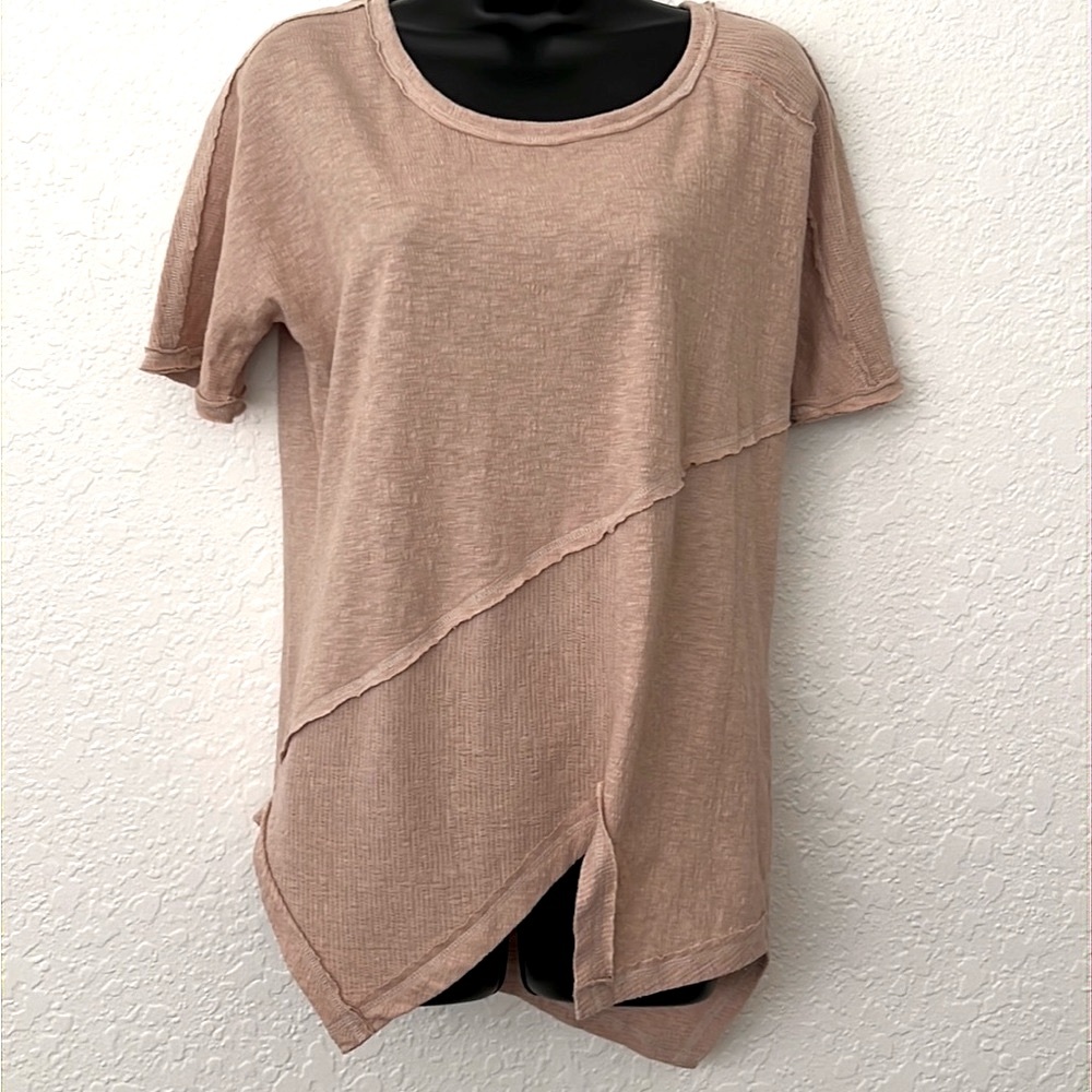 MARIA RERIO Ladies top blouse handkerchief hem lagenlook bougie beige size Small - Picture 3 of 16